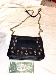 Versace Black Chain/Leather?. Strap Crossbody Shoulder Bag with buttons attached. This is a shiny/classy Versace...