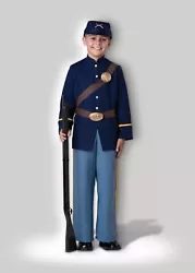 Young history buffs can reenact favorite Civil War battle scenes in this authentically styled Union soldier uniform,...