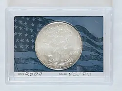 2009 1 oz Silver American Eagle (Brilliant Uncirculated). Comes in this plastic case included with the coin. The...