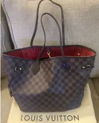 Authentic LOUIS VUITTON Damier Ebene Neverfull MM, Needs careful rehab condition! Does have a lot wear! Also, dust bag...