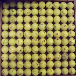 Practice Golf Balls. Lot of 100 Balls. Mostly yellow balls - may be random other color here and there.