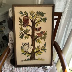Amazing handmade vintage crewel! Excellent condition! Some minor wear on solid wood frame. Wall mount attached and...