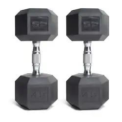 The barbell coated hex dumbbells feature steel, diamond knurled handles with protective coating providing long-lasting...