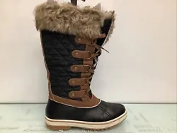 ALEADER Womens Size 9 Waterproof Winter Snow Boots Faux Fur Quilted Black/Brown. Preowned.Boots are Great Shape.The...