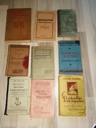 Lot de 9 ouvrages scolaires anciens.