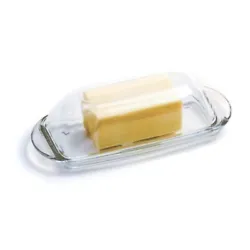 Holds 1 stick of butter. Keep your butter fresh and delicious. Made of high quality glass.