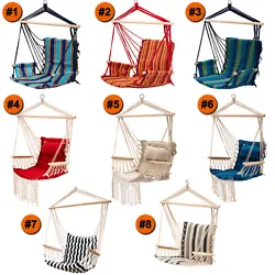 The hanging rope chair is a fashionable and comfortable kit to any family! The chair is made of cotton and polyester...