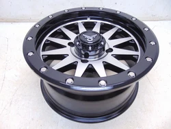 QuadBoss Wagon Wheel 15x7 4/137 Bolt Pattern 5+2 Offset Black/Machined.