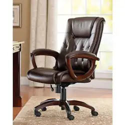 This luxurious bonded leather office chair features leather on all seating surfaces with matching vinyl on the back and...