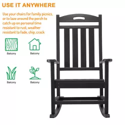 Never Fades: The color of the rocking chair is the color of its material; no paint is used. Ergonomic Design: Large...