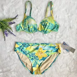 Vintage 90s Hawaiian Floral Bikini 2 Piece Swimsuit NEW Yellow & Green Med Large. Brand new! Vintage bikini by...