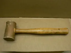 Vintage Rawhide Leather Mallet Hammer  Wooden Handle , in very good used condition , measures 12 in.  long , 2 in....