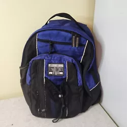 Eddie Bauer blue backpack 6 zippers front mesh pocket 1999 vintage