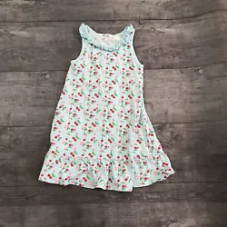 Girl’s H&M Cherry Sundress Dress. Blue background with white polka dots, cherries, and cherry blossoms. Size 4-6...