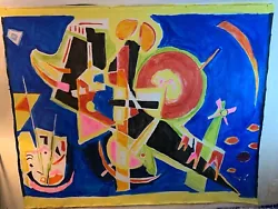 Origianal art mural Jazz2 livejam K acrylic on canvas.  After Kandinsky   playful, colorful abstract Jam