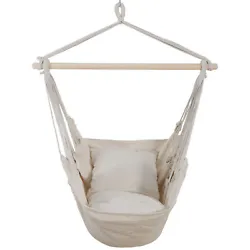 1x Hanging Rope Hammock Chair. Real wood speader with natural cotton rope. This Popular Chair Hangs Anywhere. 1x Wooden...