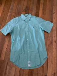 Up for bid is a RALPH LAUREN Mens Green Blue Plaid Short Sleeve Button Up SHIRT - Sz S - NEW with Tags.  Thanks for...