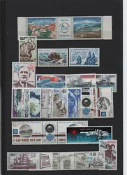 Terres australes et antarctiques françaises (TAAF) 23 timbres dont 3 triptyques émis entre 1970 et 1985. Timbres...