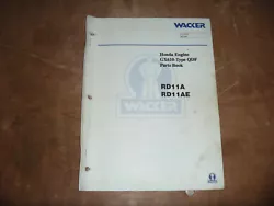 Wacker GX610-Type QDF Honda Engine RD11A And RD11AE Double Drum Vibratory Rollers. Parts Catalog Manual. This is in...