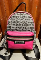 Juicy Couture Lollipop Black Gothic Logo Backpack Gray/Pink SmallExterior Front zip pocket. Interior pockets: 1 zip, 1...