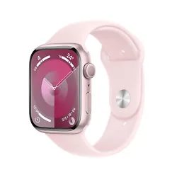 Apple Watch Series 9 GPS Aluminium Rose Bracelet Sport Band S/M 45 mm - Montre connectée - Aluminium - Étanche - GPS...