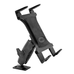 Tablet holder with the with drill base mount. The pedestal swivels on both top and bottom, providing flexibility in...