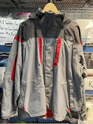 North Face Dark Gray/Gray/Red Mens Ski Jacket XL.