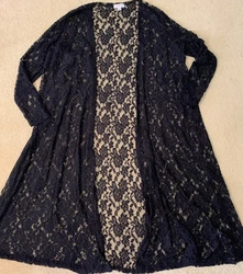 LuLaRoe Womens Cardigan Sarah Duster Black Lace Large Excellent Used ConditionSmoke Free HomeWill Combine Shipping -...