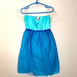 Disney Frozen Elsa blue girls play costume dress mesh sleeves Size small 4-6Non-smoking homeGood condition