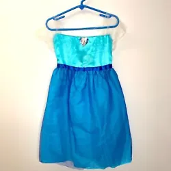 Disney Frozen Elsa blue girls play costume dress mesh sleeves Size small 4-6Non-smoking homeGood condition