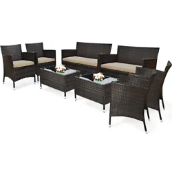 This patio wicker sofa set will be the best partner for you to enjoy leisure time with lover or entertain guests. Each...