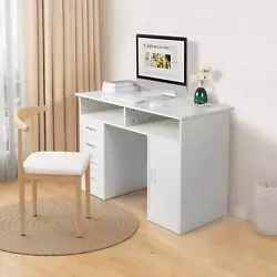 COMPACT STRUCTURE & SIMPLE STYLE : The storage design of this modern desk is compact and makes good use of space....