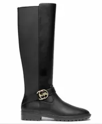 Smooth COACH Farrah Leather Boot featuring a breathable fabric and man-made lining with lightly cushioned, stationed...