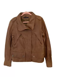 ZARA Genuine Leather Caramel Brown Oversized Moto Biker Jacket Size Medium. This jacket is gorgeous and soft as butter....