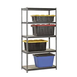 5-Shelf Resin Shelving Heavy Duty Freestanding Garage Utility Unit Storage Rack. 59