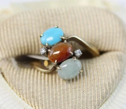 Material: Jade Turquoise Citrine Diamond. Form: Ring Cluster Retro Luxury. AMAZING RING WONDERFUL HIGHEST QUALITY. JUST...