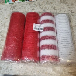 4 Rolls of 10 Inch x 10 Yards Christmas Deco Poly Mesh Roll. Condition is new  Please see the pictures for details  ...