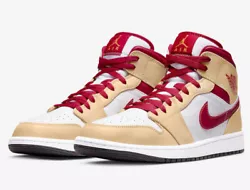 SHOE NAME: Nike Air Jordan 1 Mid STYLE NUMBER: 554724-201 COLOR: Light Curry, Cardinal Red, Beige US MENS SIZE: Please...