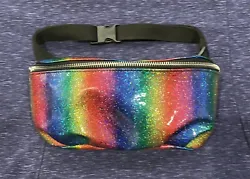 Rainbow Fanny Pack Hip Waist Bag Pouch Purse Glitter Travel.