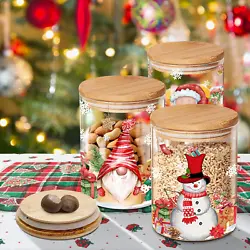 These Christmas airtight glass containers allow for easy filling and removing, storing bulk foods easily, and saving...