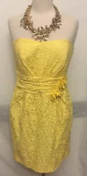 Excellent preowned yellow strapless SZ 12 cotton & nylon dress.