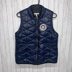 Womens Size M Ivory Ella Navy Puffer Vest EUC.