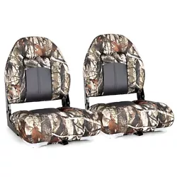 NORTHCAPTAIN Deluxe Camo/Charcoal High Back Folding Boat Seat(2 Seats),Stainless Steel Screws Included....