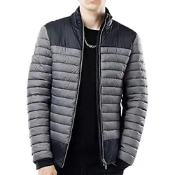 USHARESPORTS Puffer Jacket Men Lightweight Water-Resistant Winter Warm Full Zip Coat （M）.