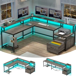 【Ample Storage Space】Coming with a file drawer, printer cabinet and 2 tier storage shelves, with powerful storage...