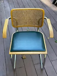 Mid Century Marcel Breuer Cesca armchair by Stendig. Appears to be AUTHENTIC. The back of the chair is cane, with a...