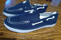 New Polo Ralph Lauren Canvas Boat Shoes Mens Size 4 1/2 Womens size 6 1/2. NVY.