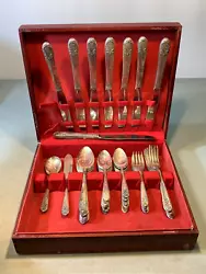 7 DINNER FORKS. 8 LARGE DINNER SPOONS. 8 DINNER KNIFES. 7 SALAD FORKS. SEE PICTURES. 1 SUGAR SPOON.