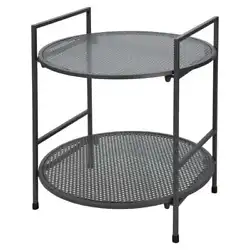 Voici le complément parfait à votre espace de vie extérieur - la table dappoint en acier à 2 niveaux de la marque...