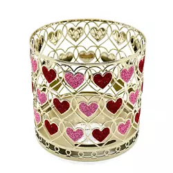 Fits 3 Wick Large Candle. GLITTER HEARTS. Candle Holder Sleeve.